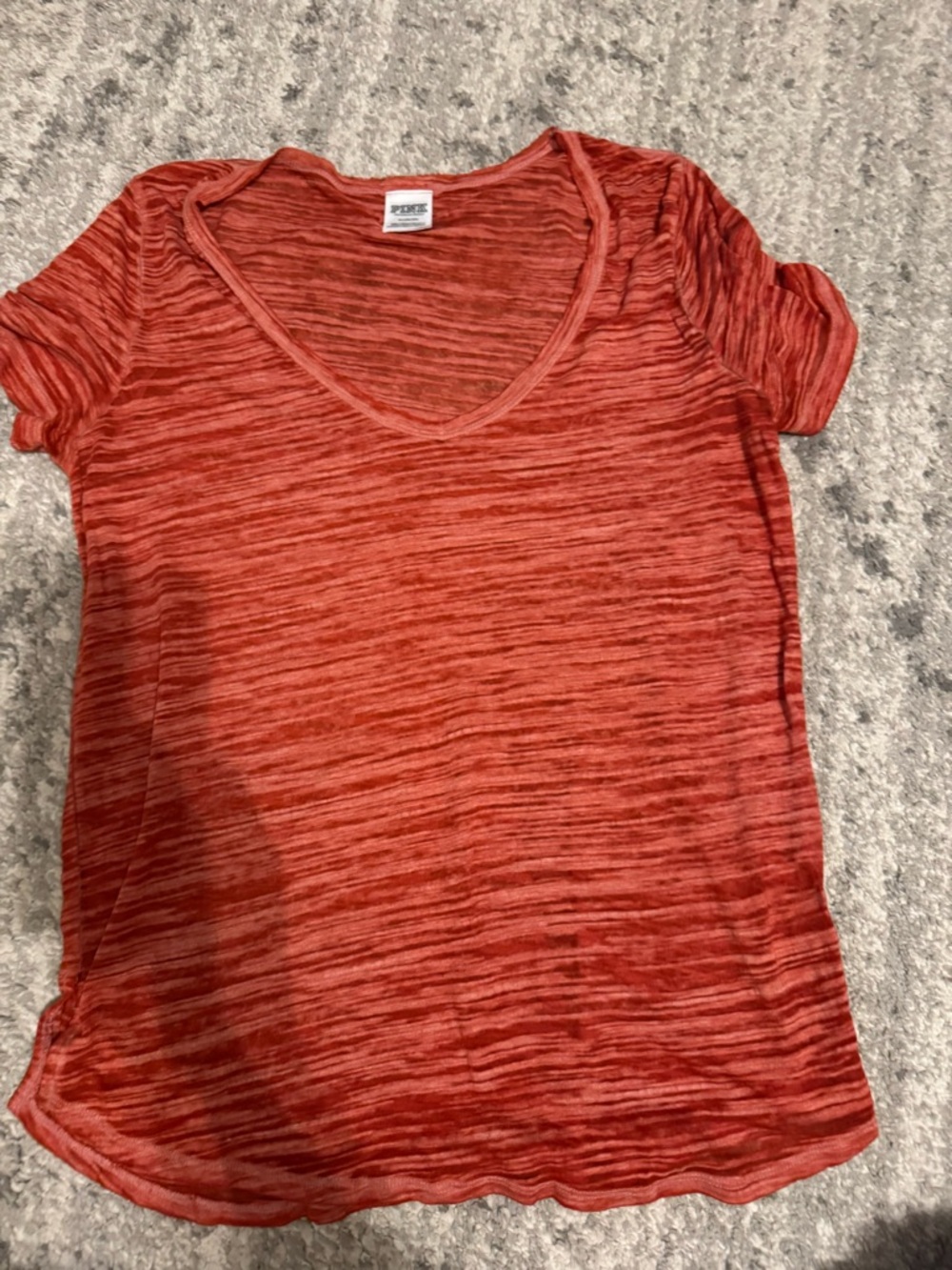PINK Victoria's Secret Red Space-Dyed V-Neck Tee